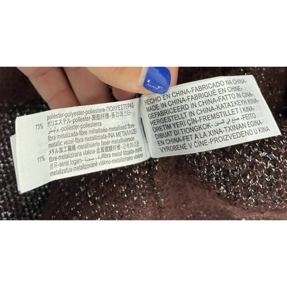 Zara Women Sweater Cardigan Coat L XL Wine Metallic Thread Jacquard 2756/128 NWT - Picture 10 of 15